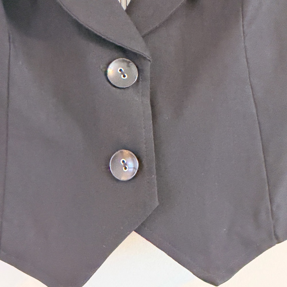 Women's Black Tailored Vest with Pinstriped Back Size L - Picture 4 of 9